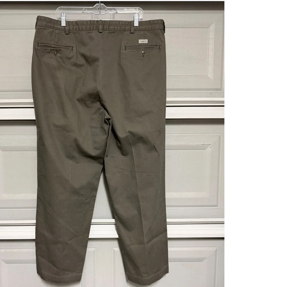 Polo Ralph Lauren Andrew Pant Mens 40x32 Olive Pleated Chino Relaxed 100% Cotton